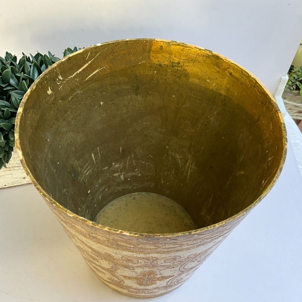 Vintage Italian Florentine-style gilt wastebasket Hollywood Glam - Picture 4 of 7